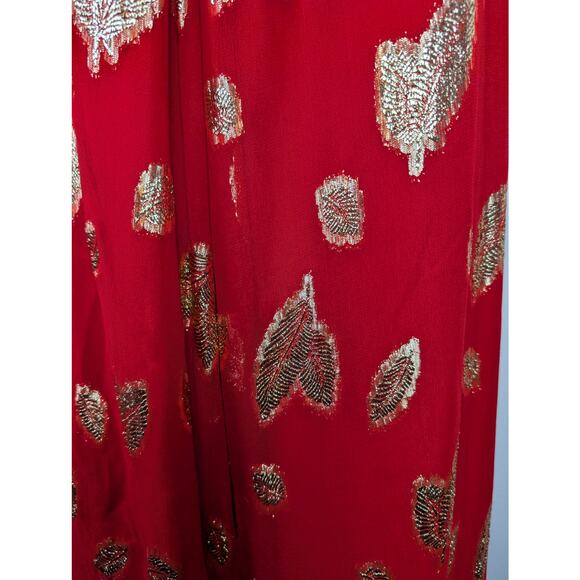 Vintage Victor Costa Strapless Dress Red/Gold 8 - Picture 7 of 12